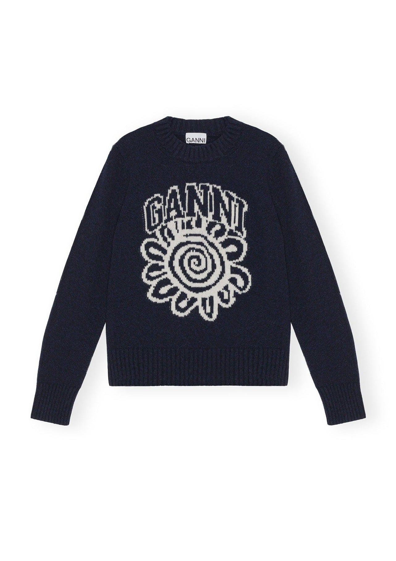 Ganni | Graphic O-Neck Flower Pullover | Sky Captain – One of a few
