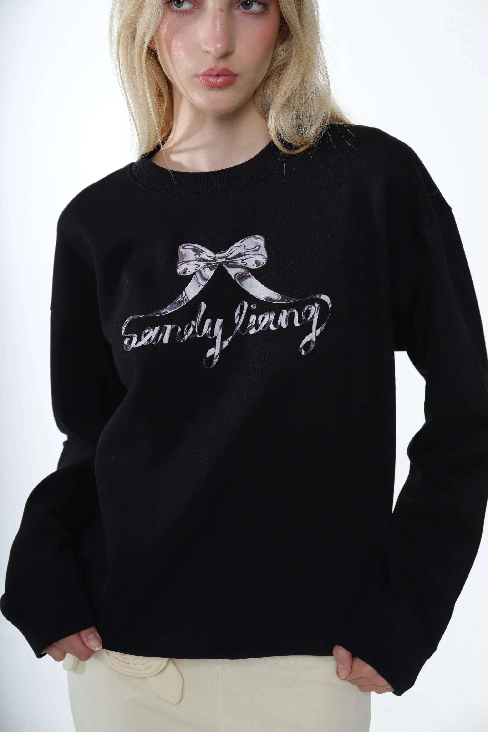 Sandy Liang | Chrome Sweatshirt | Black – One of a few