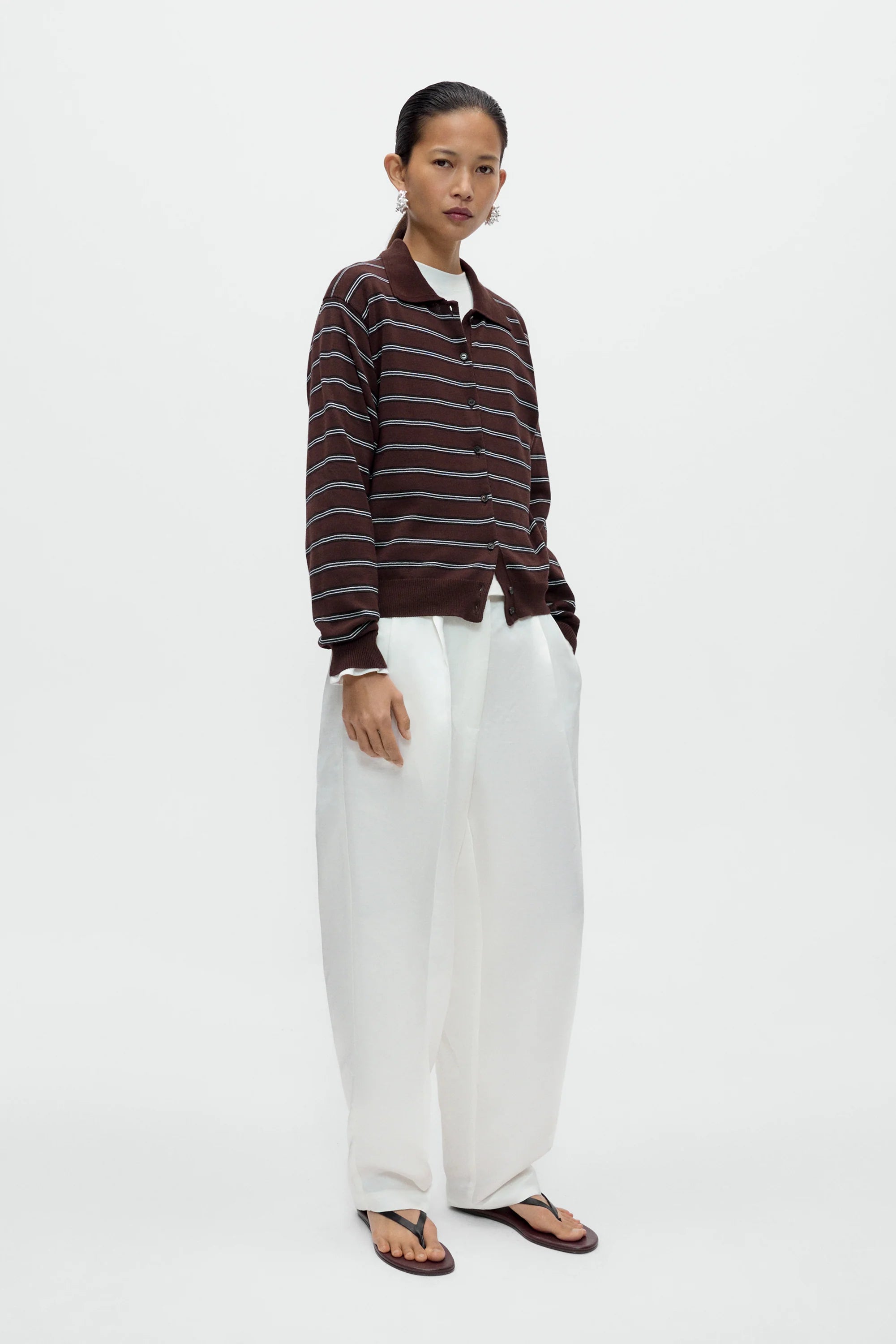 Cordera | Organic Cotton Striped Polo Cardigan